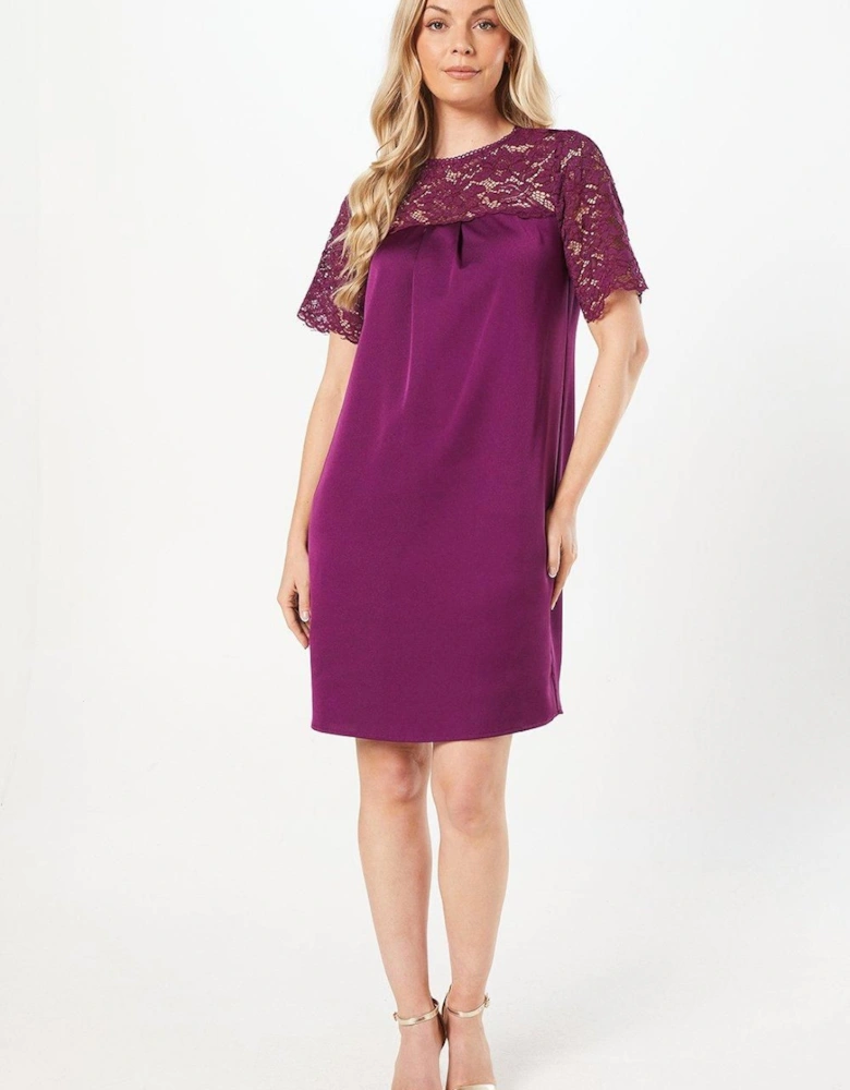 Lace Short Sleeve Shift Dress