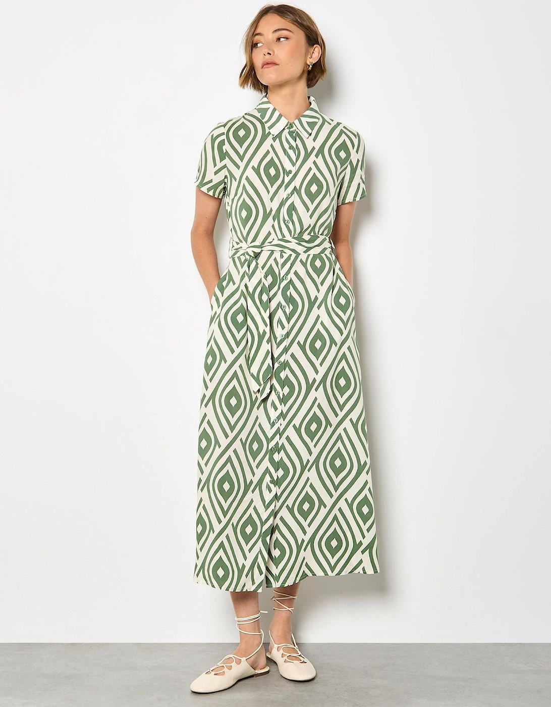 Geo Print Shirt Midi Dress, 2 of 1