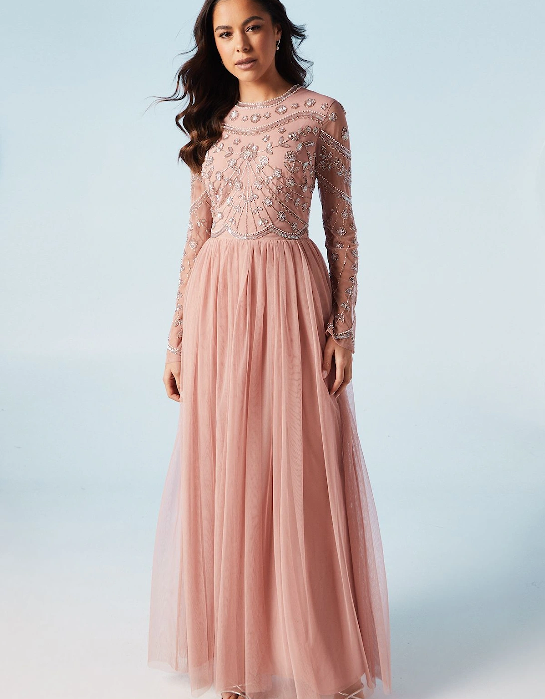 Boho Embellished Mesh Two In One Bridesmaid Dress, 2 of 1
