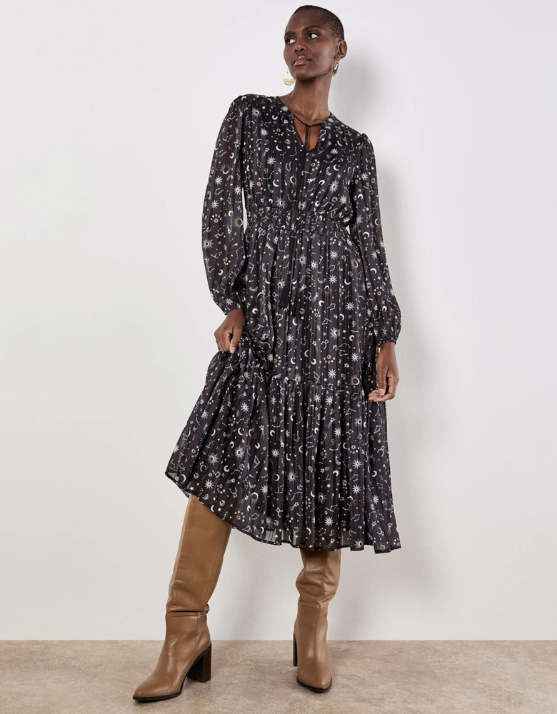 Constellation Shimmer Satin Midaxi Dress
