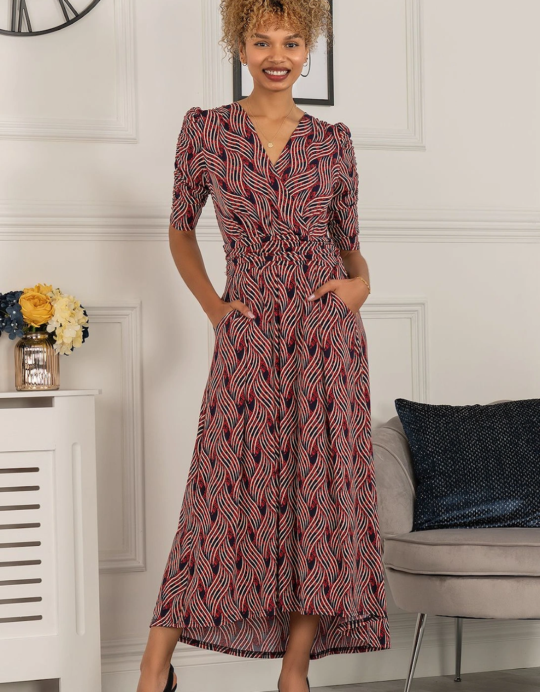 Maanasi Ruched Sleeve Jersey Maxi Dress, 2 of 1