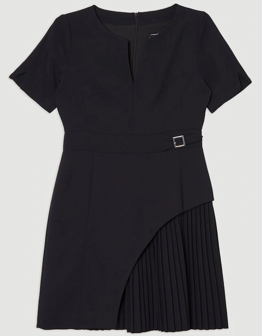 Tailored Military Pleat Short Sleeve Mini Dress