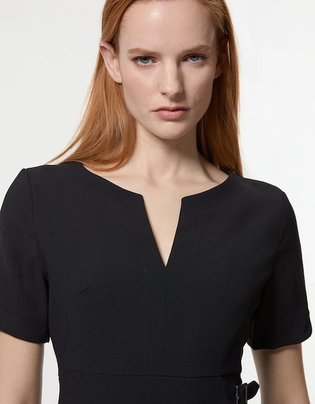 Tailored Military Pleat Short Sleeve Mini Dress