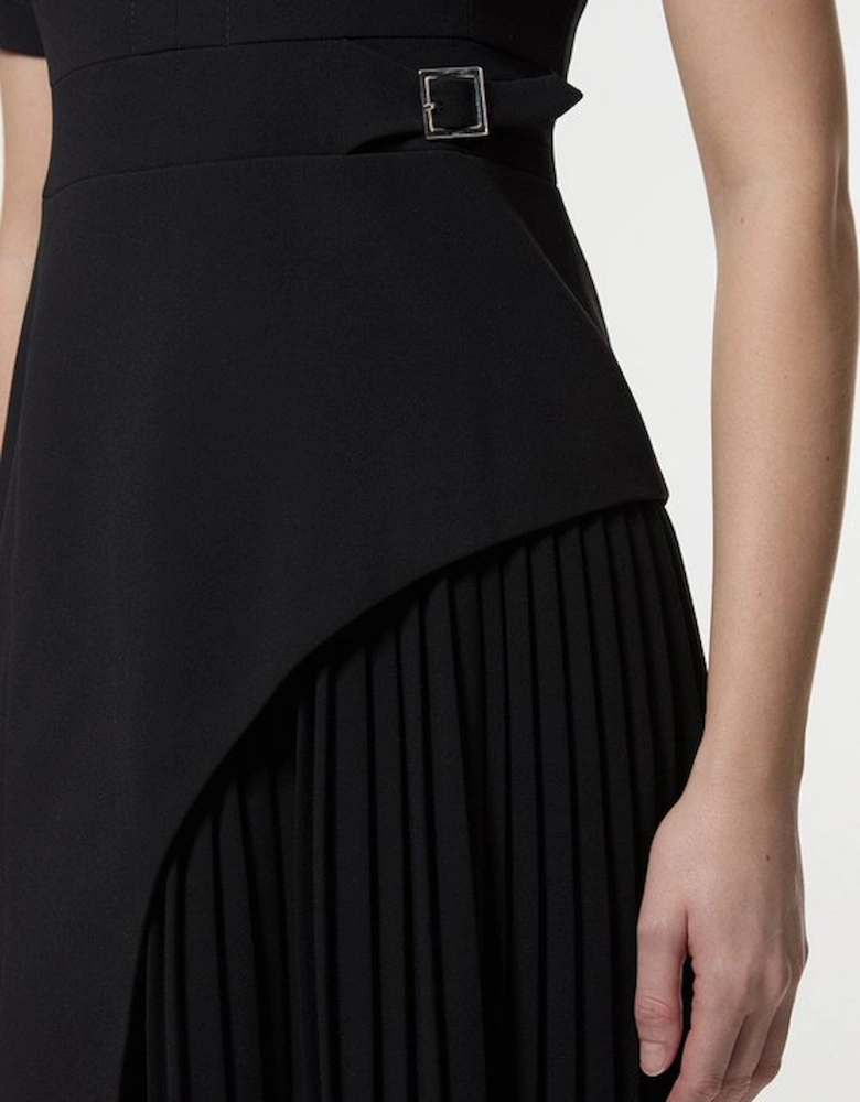 Tailored Military Pleat Short Sleeve Mini Dress