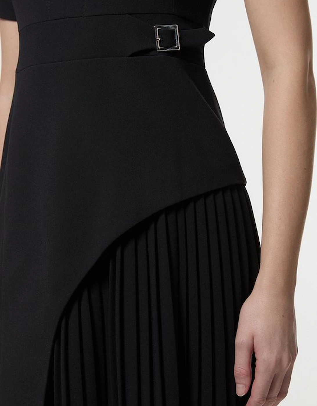 Tailored Military Pleat Short Sleeve Mini Dress