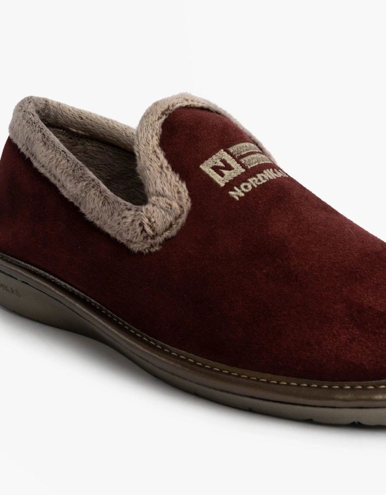 305 Womens Suede Full Slippers Bordo