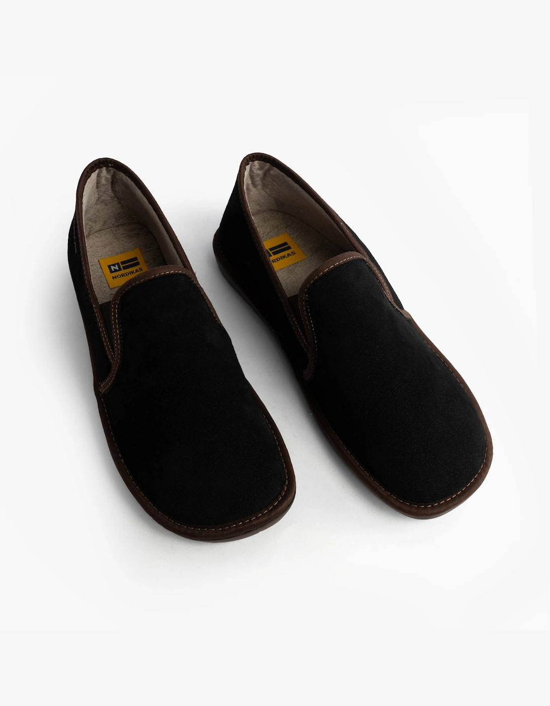 663 Mens Suede Full Slippers Black