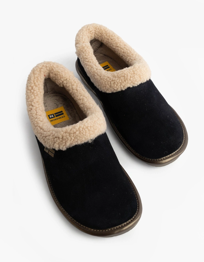 1754 Womens Full Fur Cuff Slippers Marine Blue