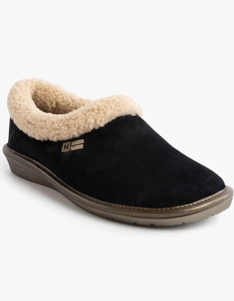 1754 Womens Full Fur Cuff Slippers Marine Blue