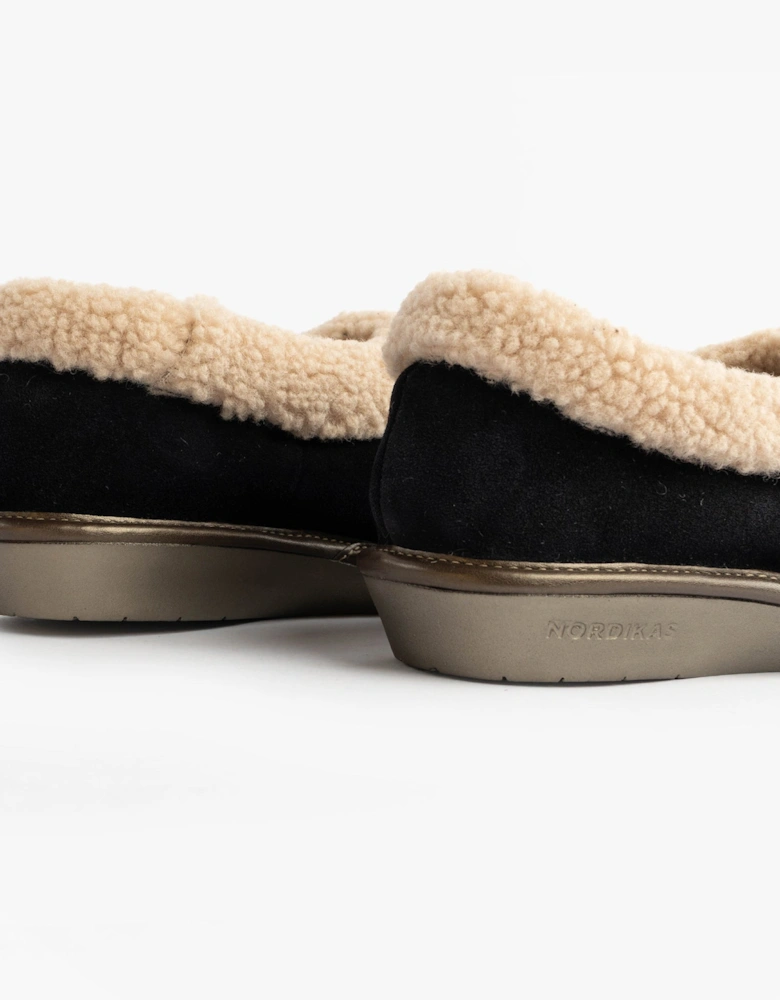 1754 Womens Full Fur Cuff Slippers Marine Blue