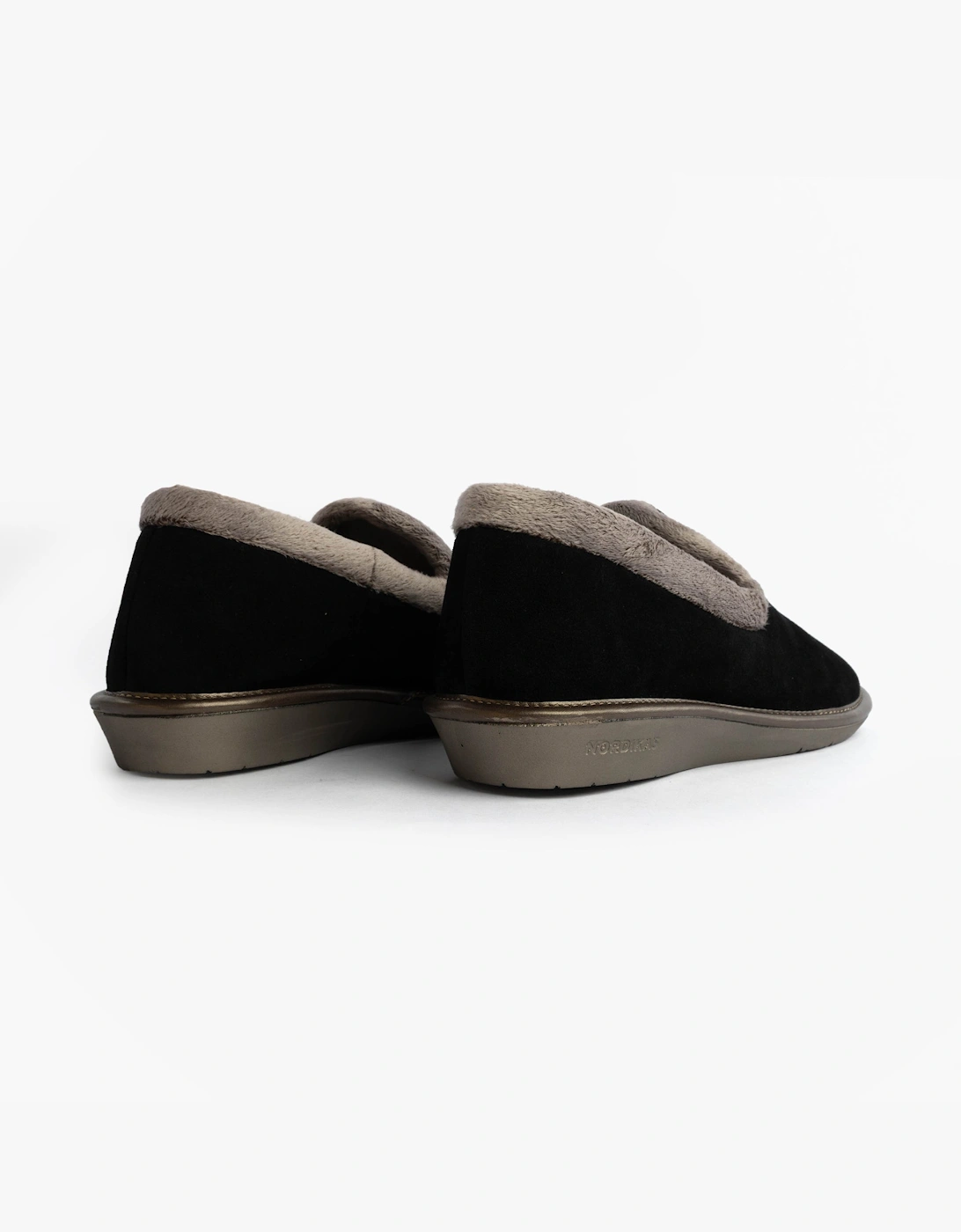 305 Womens Suede Full Slippers Black
