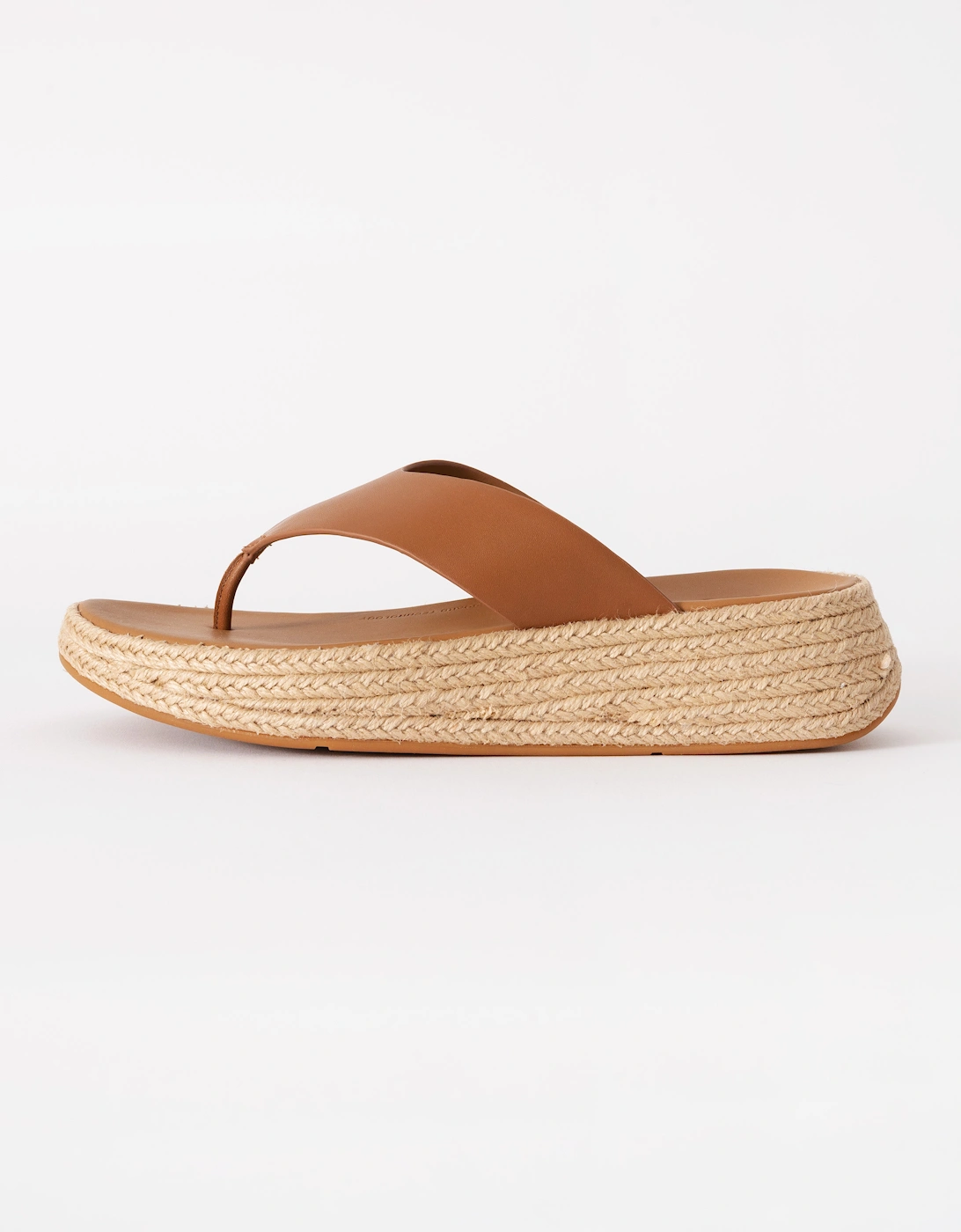 Womens F-Mode Espadrille Leather Flatform T/Post Sandals