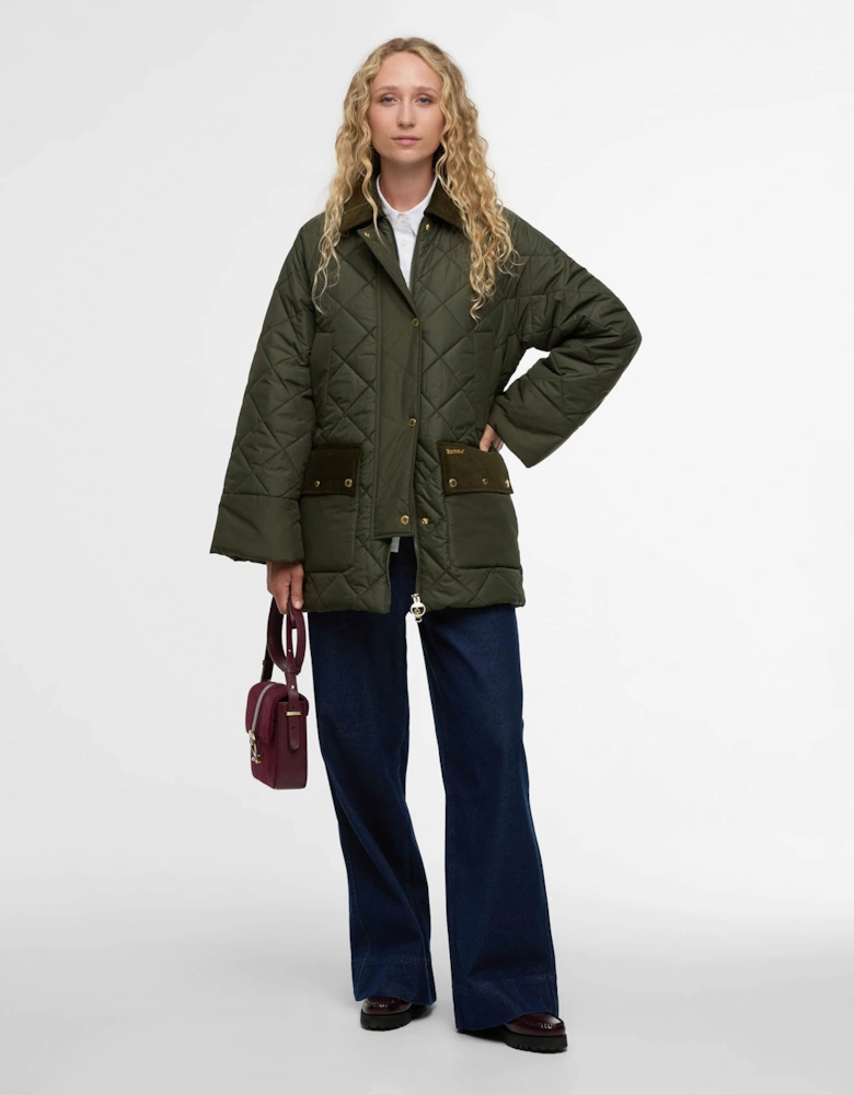 Aldburgh Womens Quilted Jacket - Olive/Ancient Tartan