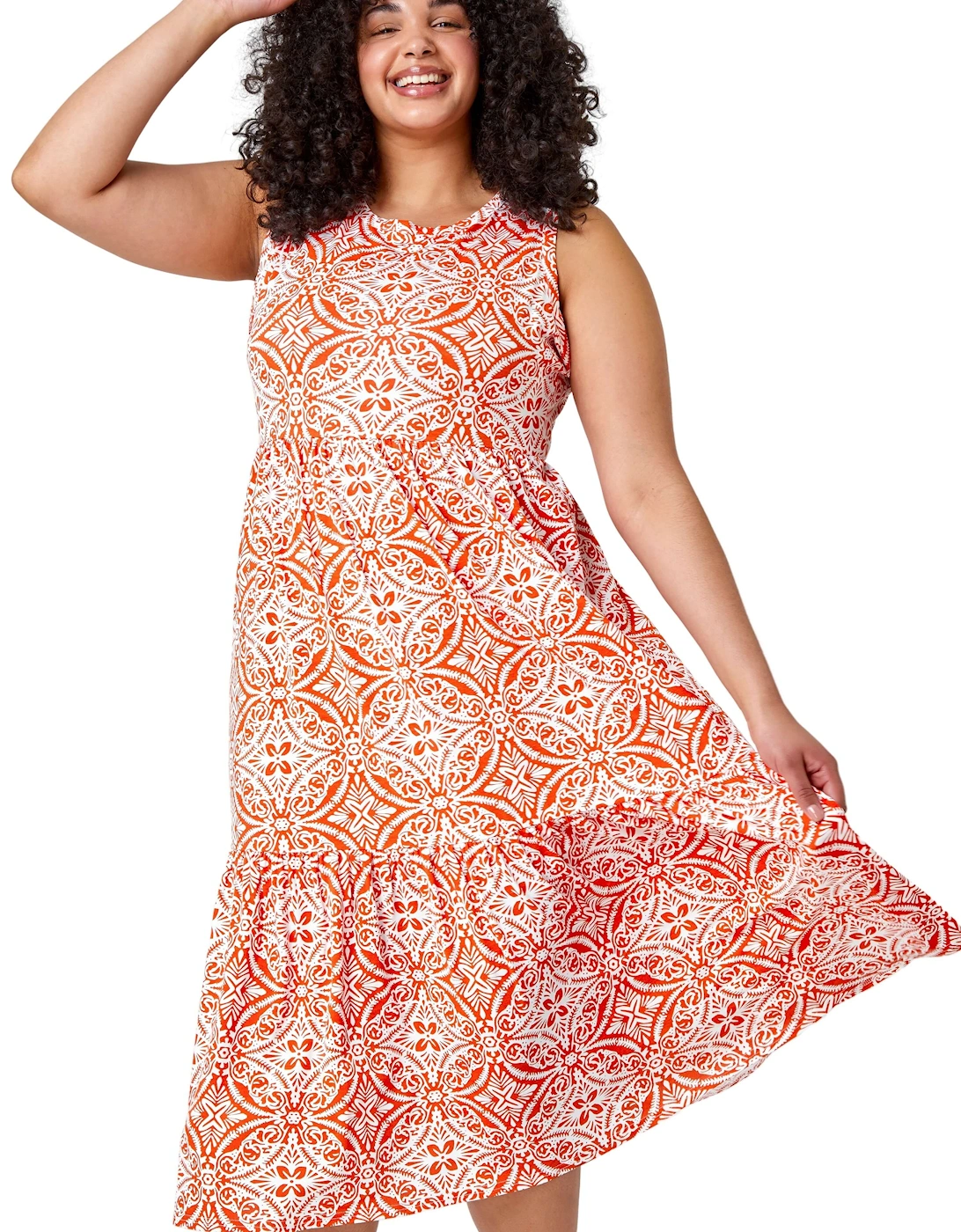 Curve Sleeveless Aztec Midi Stretch Dress, 2 of 1