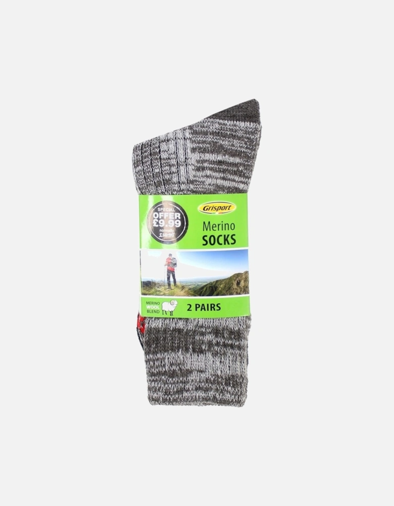 Merino Wool 2 Pack Mens Socks (M) (39/42)