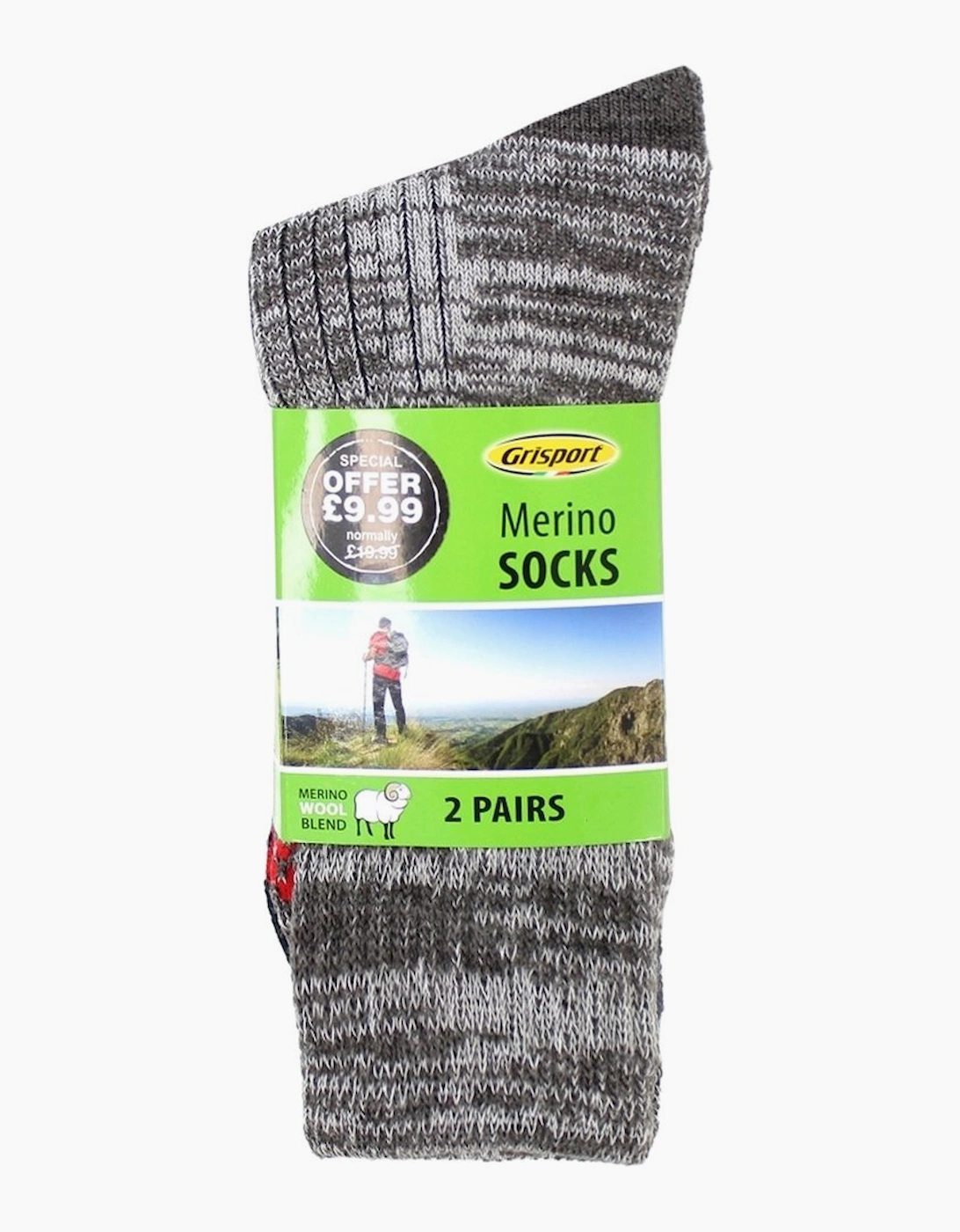 Grisport Unisex Green Merino Wool 2 Pack Socks For Men - Size: One Size