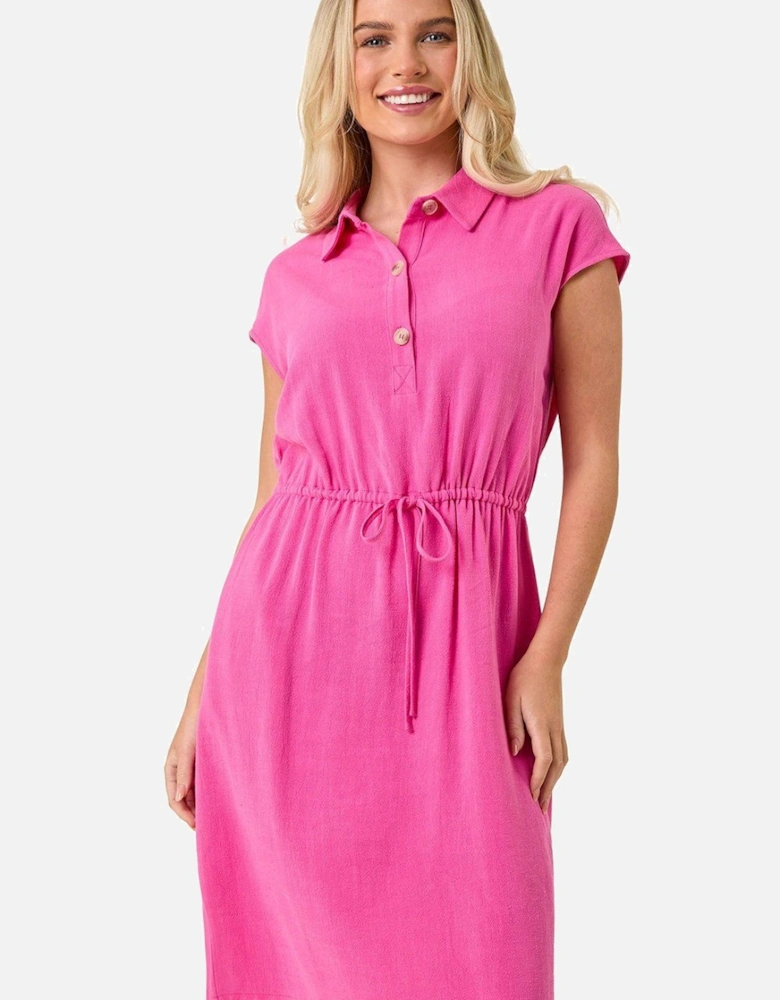 Petite Button Detail Tie Waist Shirt Dress