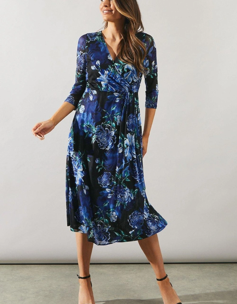 Occasion Mesh Twisted Pleat Midi Dress