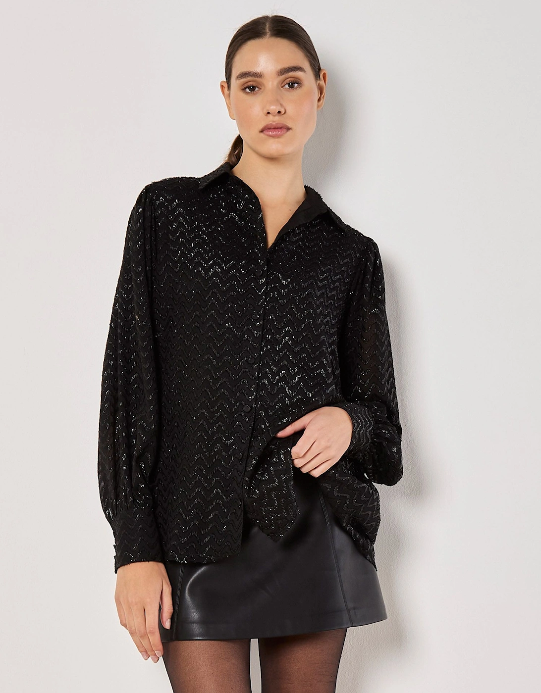 Jacquard Chevron Shimmer Shirt, 2 of 1
