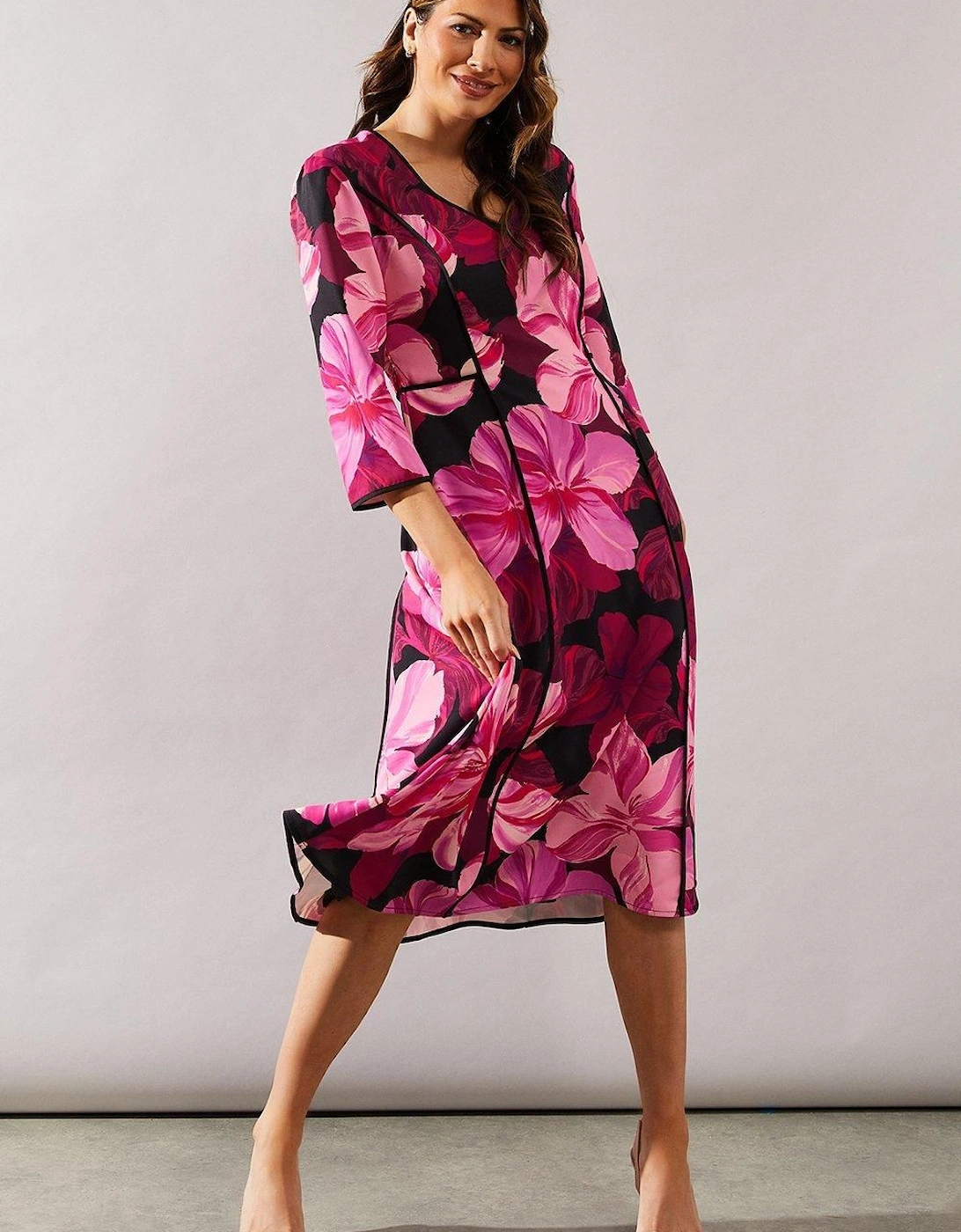 Occasion Floral Seam Detail Midi Dress, 2 of 1