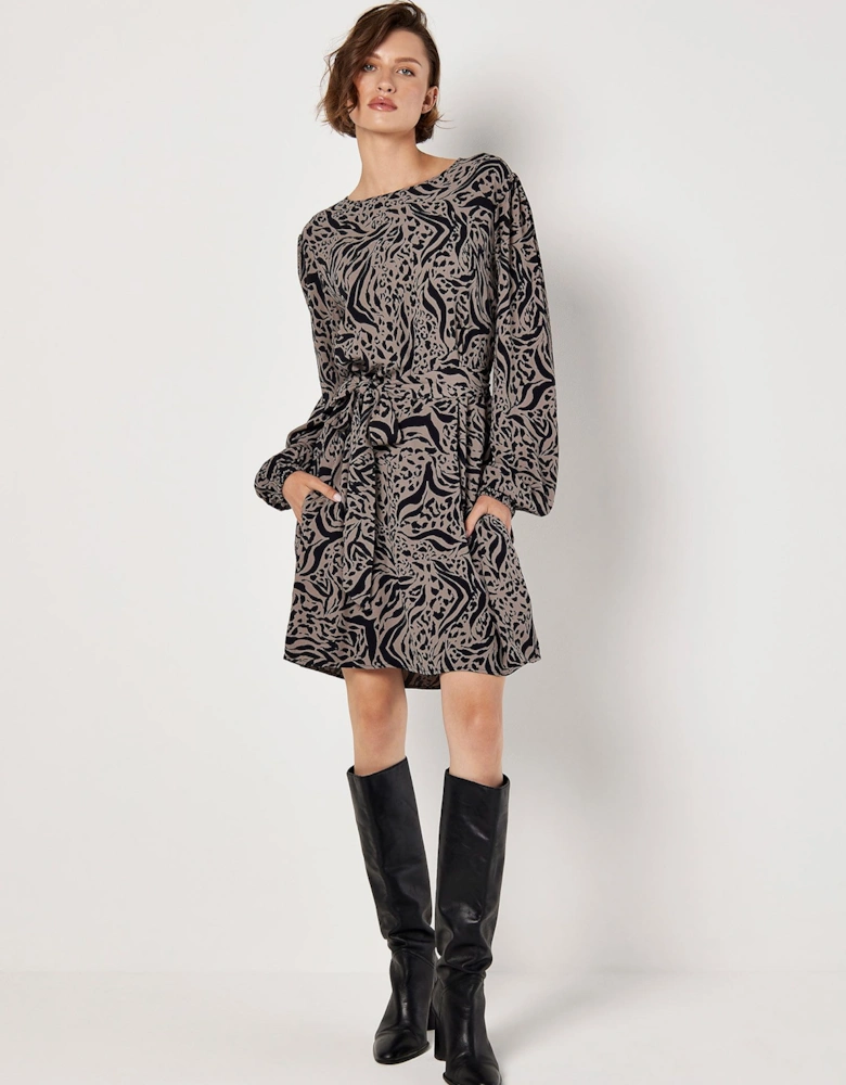 Mixed Animal Print Shift Mini Dress