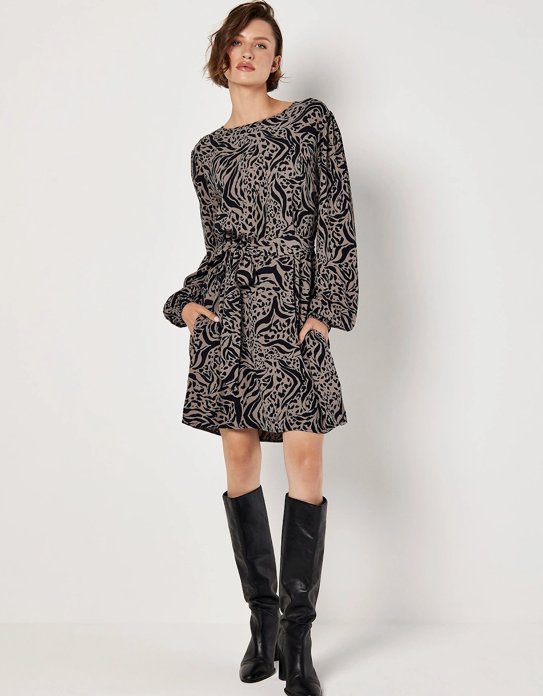 Mixed Animal Print Shift Mini Dress, 2 of 1