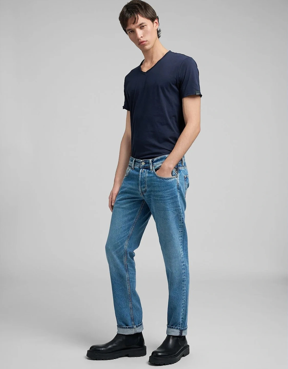 Grover Straight Fit Jeans - Medium Blue
