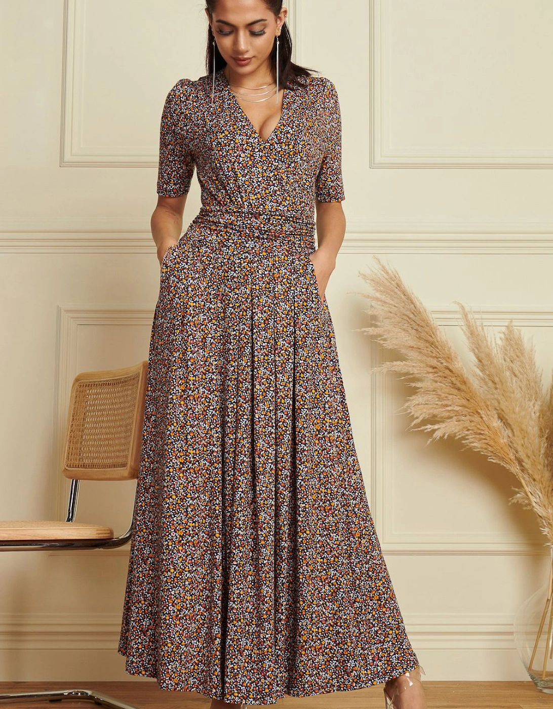 Wrap Front Viscose Maxi Dress, 2 of 1
