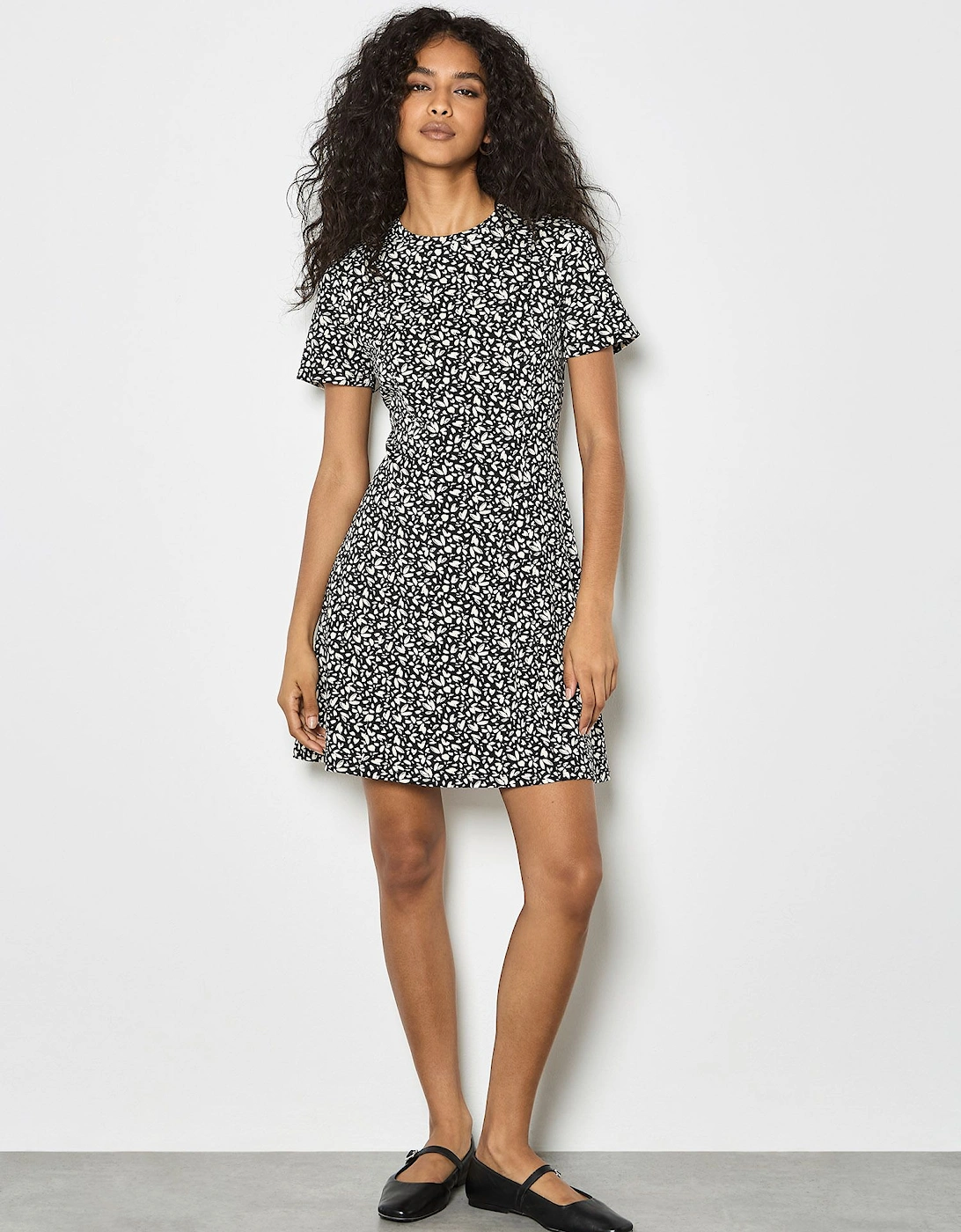 Petal Print Fit And Flare Jersey Mini Dress, 2 of 1