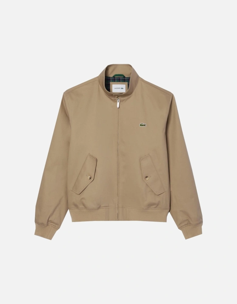 Men's Beige Water Repellent Twill Harrington Jacket