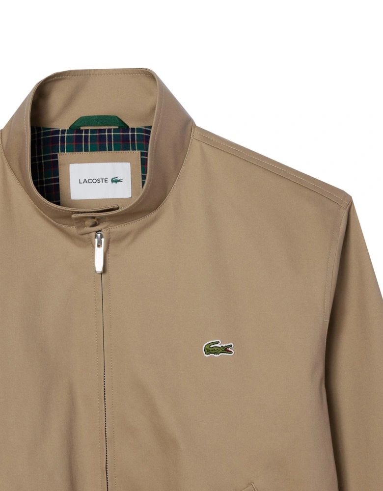 Men's Beige Water Repellent Twill Harrington Jacket