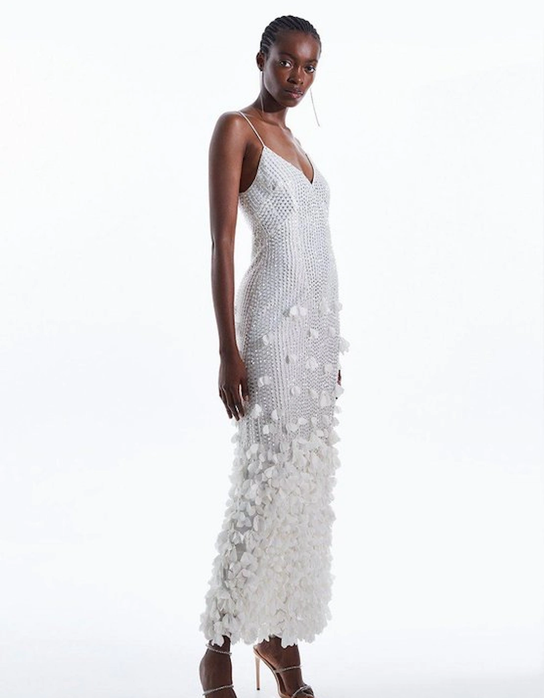 Petite Floral Applique Woven Strappy Maxi Dress