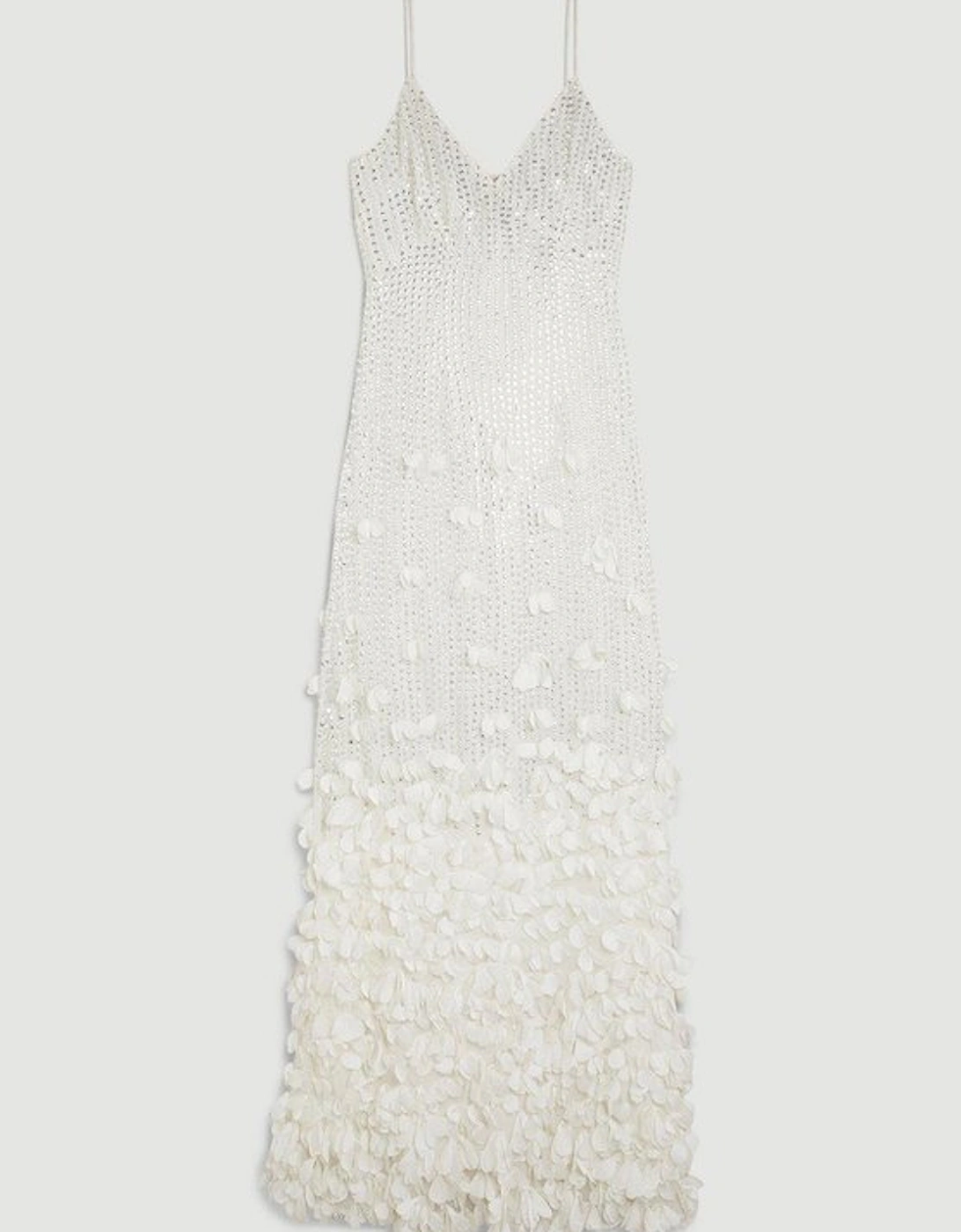 Petite Floral Applique Woven Strappy Maxi Dress