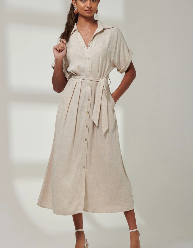 Jessie Linen  Shirt Midi Dress