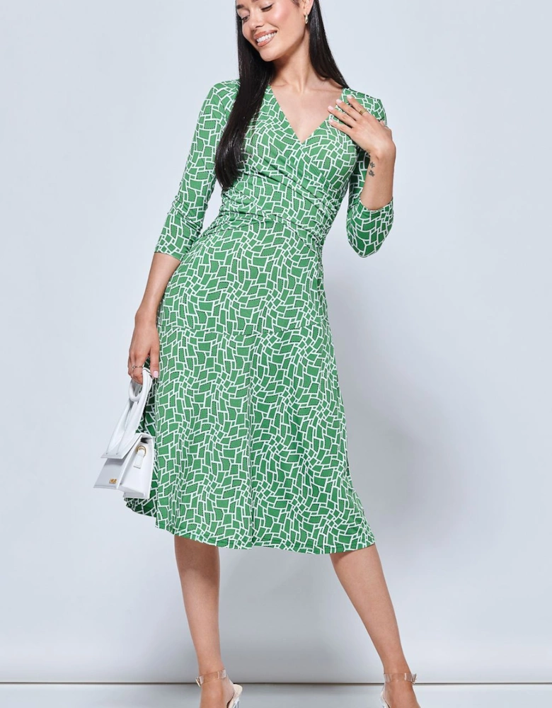 Willa Geometric Print Jersey Dress