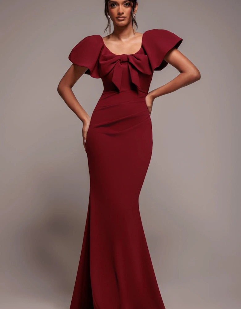 Cape Sleeve Detail Front Tie Maxi Dress