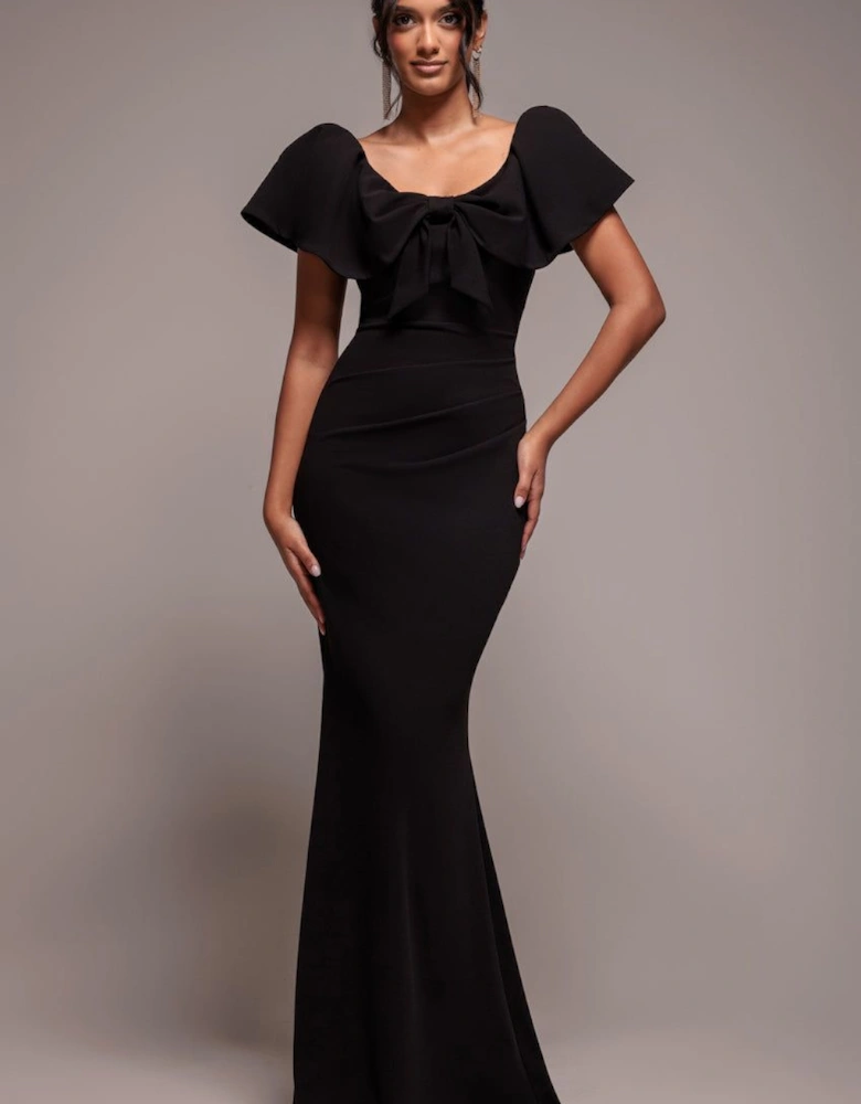 Cape Sleeve Detail Front Tie Maxi Dress