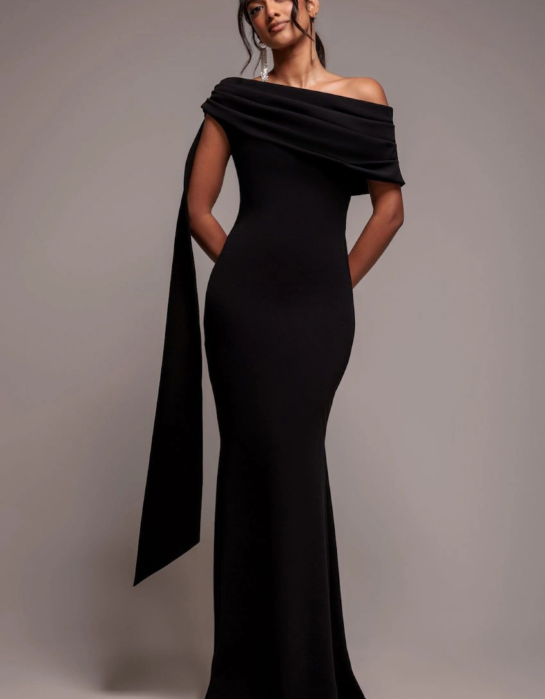 Sash One Shoulder Bardot Maxi Dress, 2 of 1
