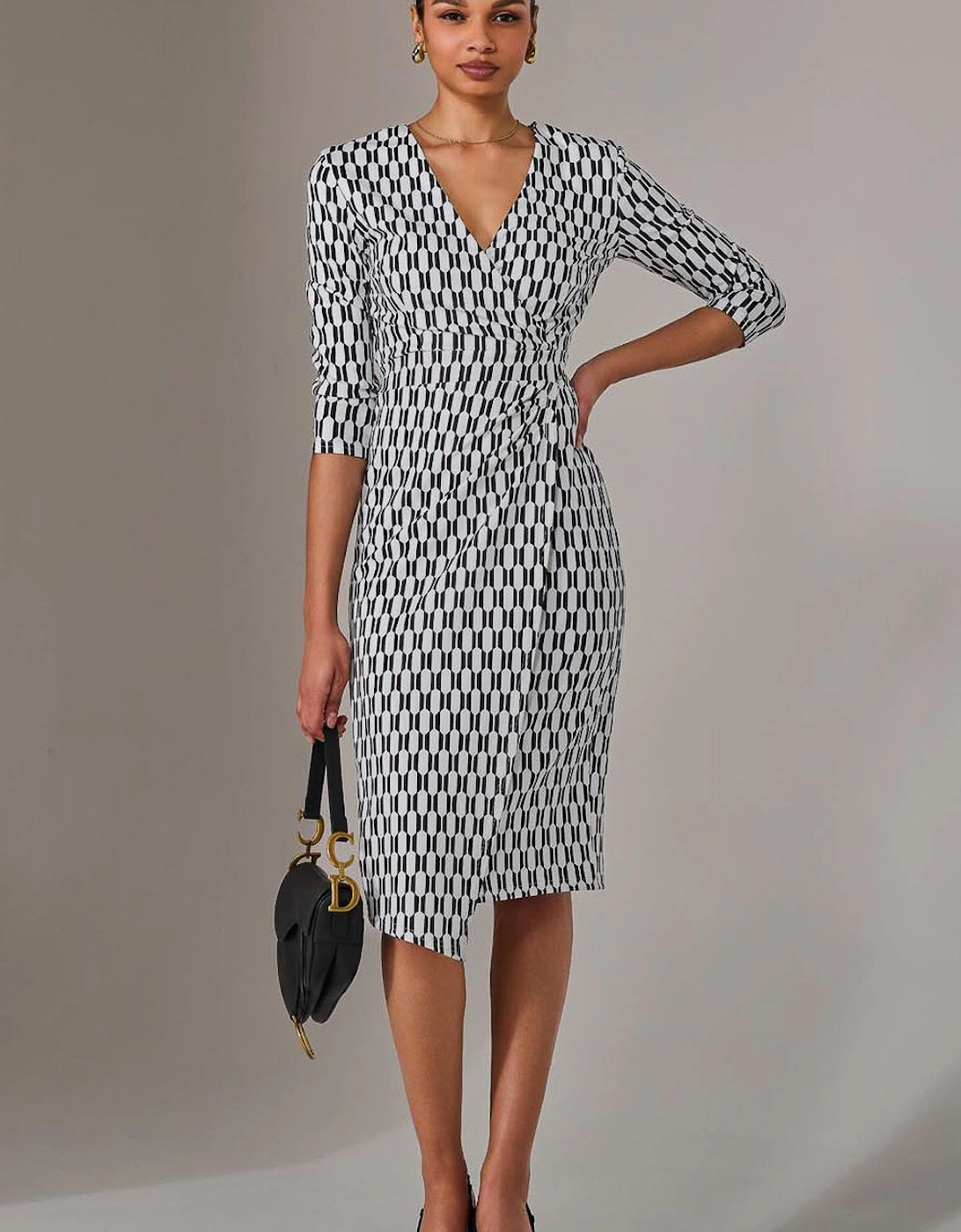 3/4 Sleeve Wrap Shift Dress, 2 of 1