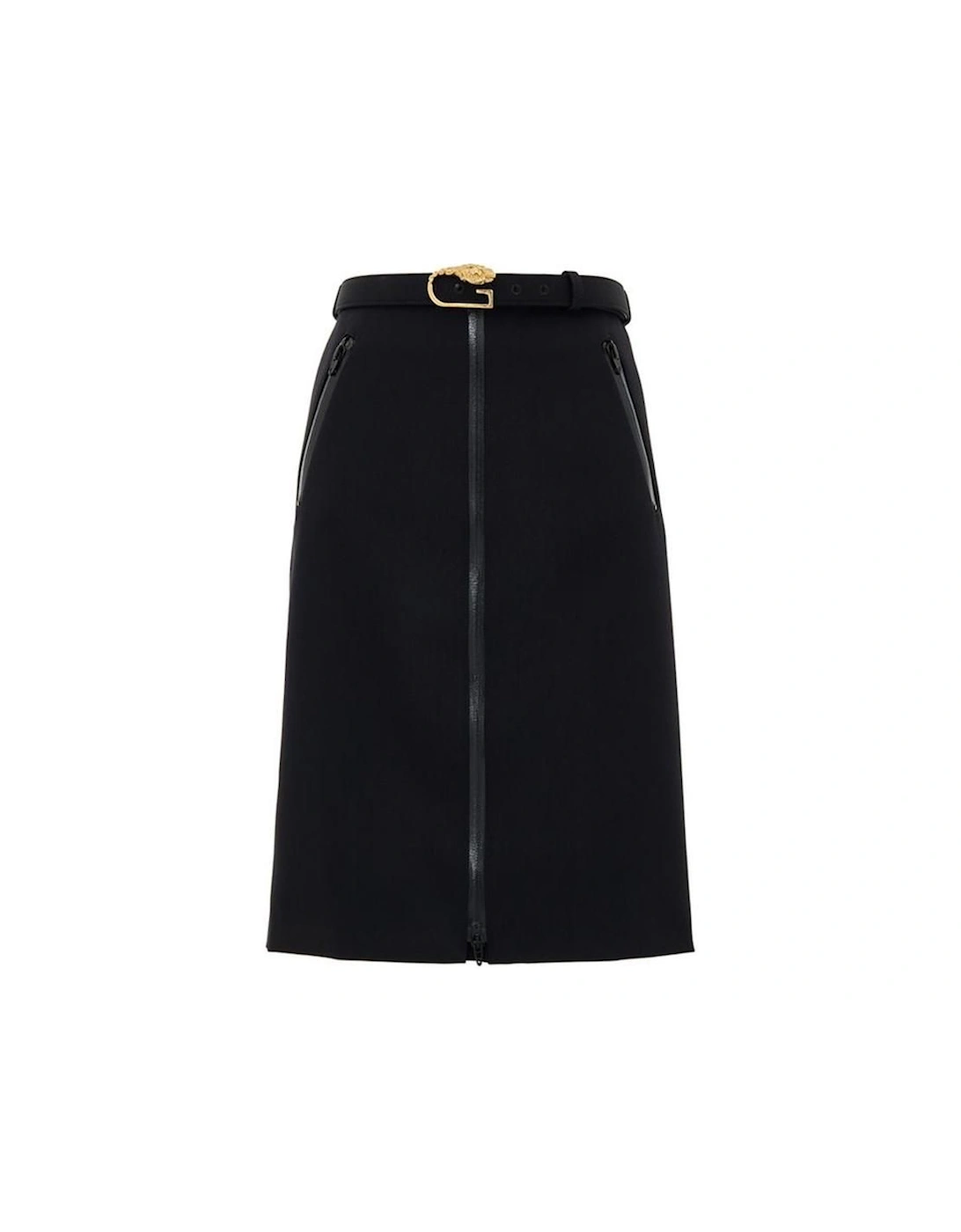 Wool Skirt with Removable Belt and Central Zip  - Black, 2 of 1