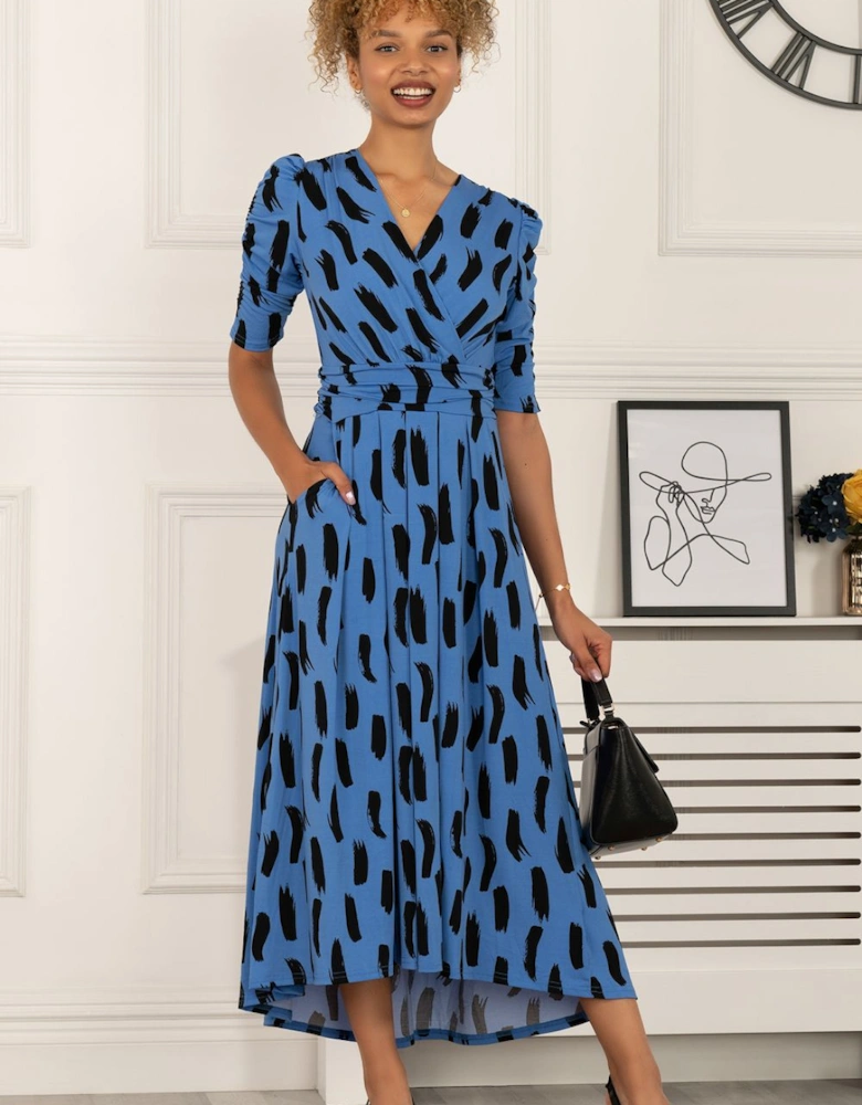 Quanna Stroke Print Jersey Maxi Dress