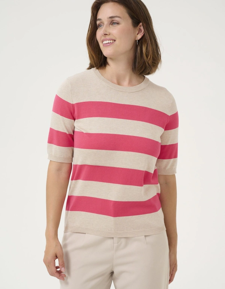 KAlizza Striped Short Sleeve Knit Top