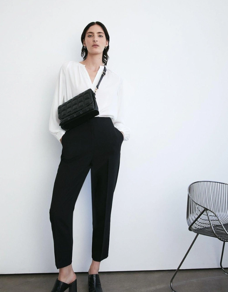 Double Crepe High Waisted Dart Detail Trouser