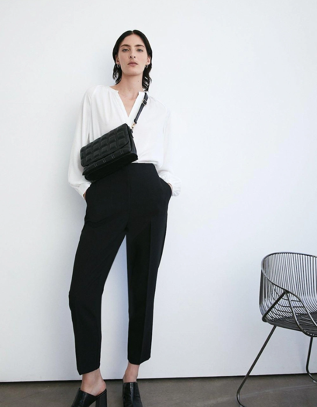 Double Crepe High Waisted Dart Detail Trouser, 2 of 1