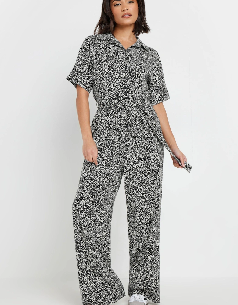 Petite Abstract Spot Wide Leg Jumpsuit