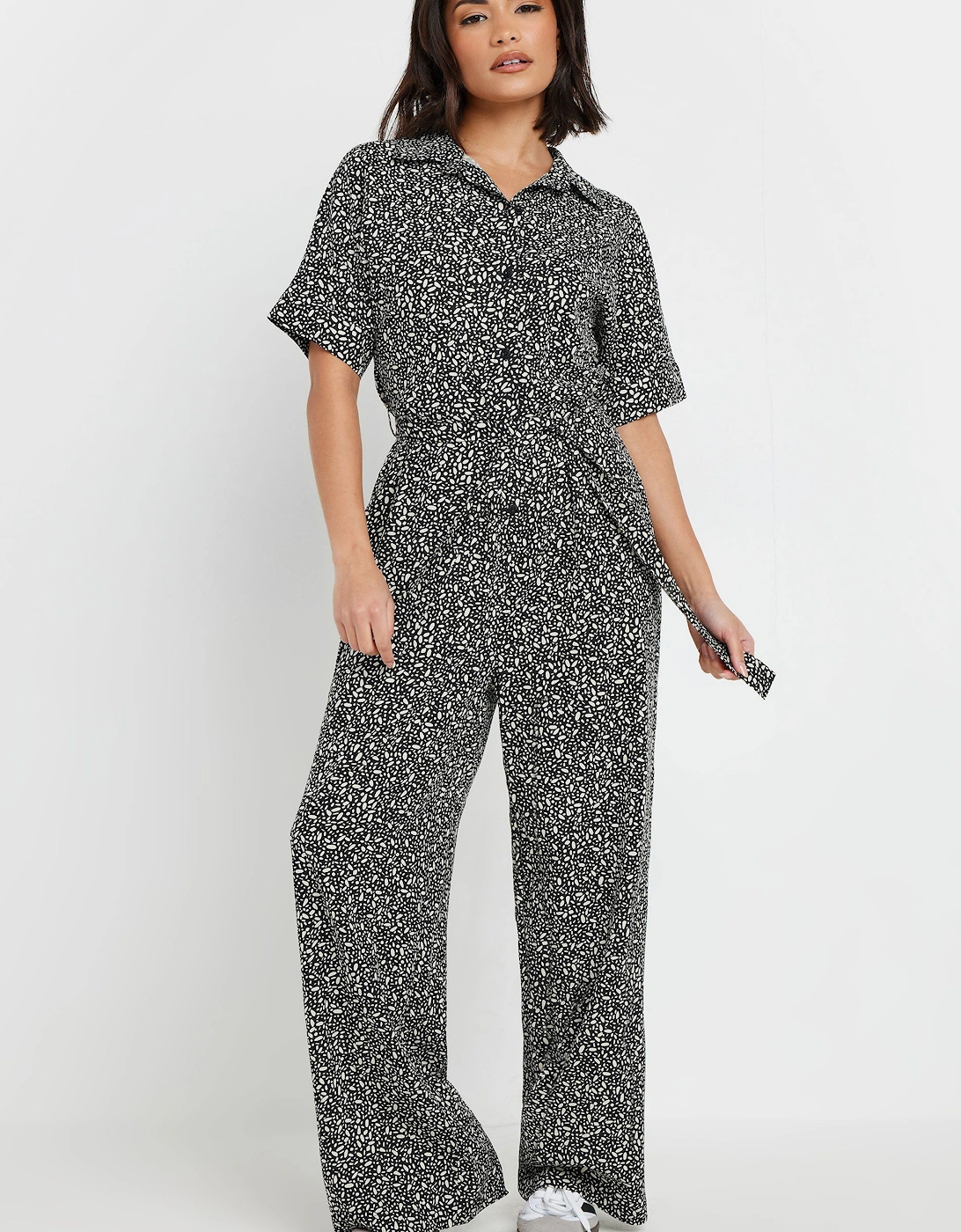 Petite Abstract Spot Wide Leg Jumpsuit, 2 of 1