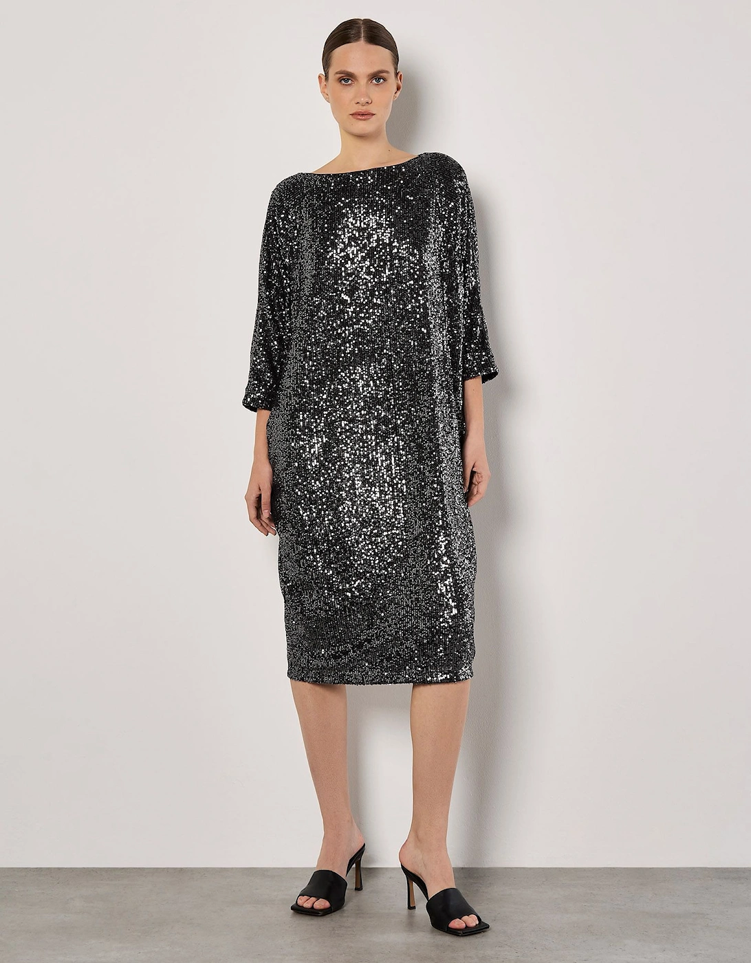 Sequin Cocoon Midi Dress, 2 of 1