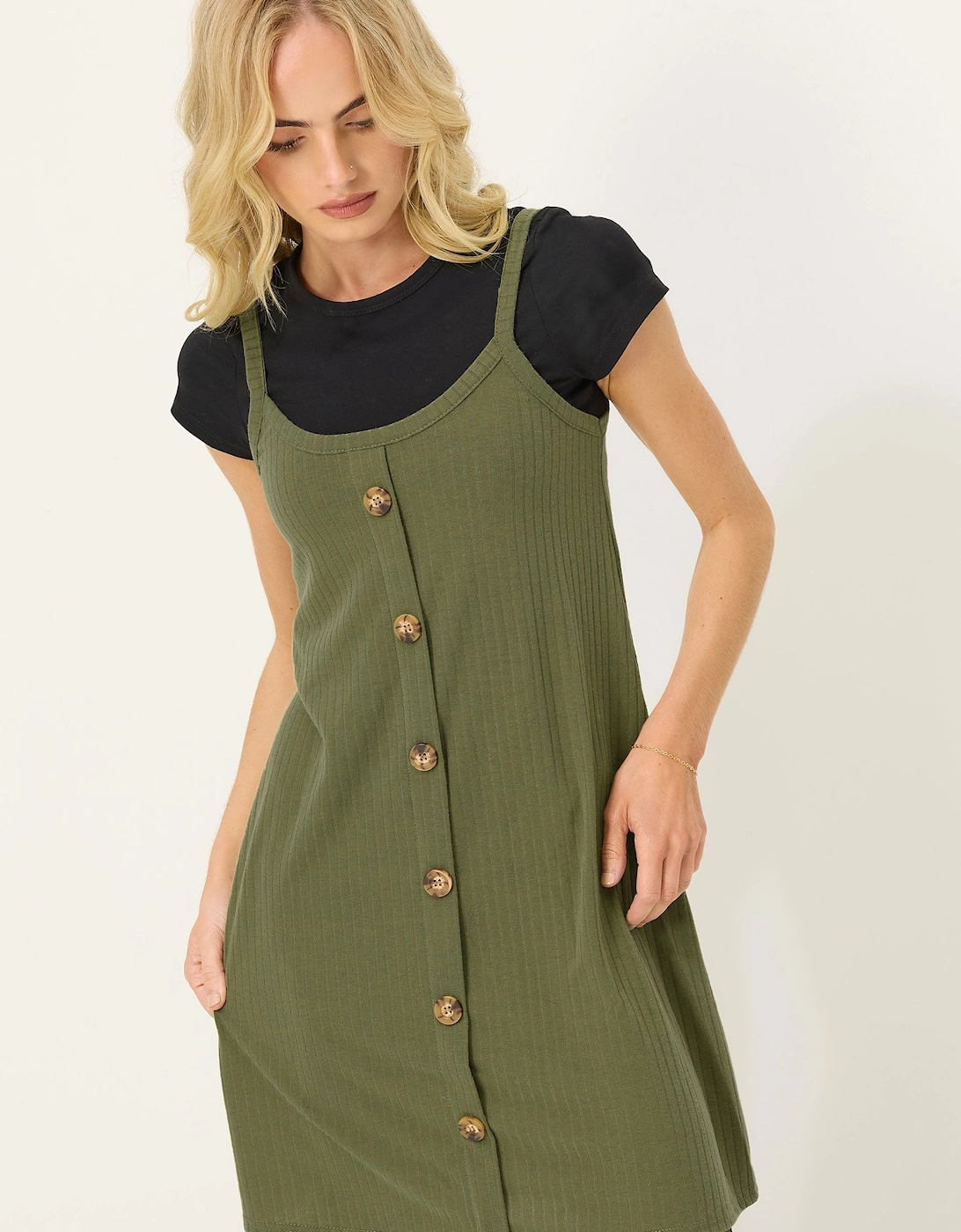 Petite Button Front Sleeveless Dress, 2 of 1