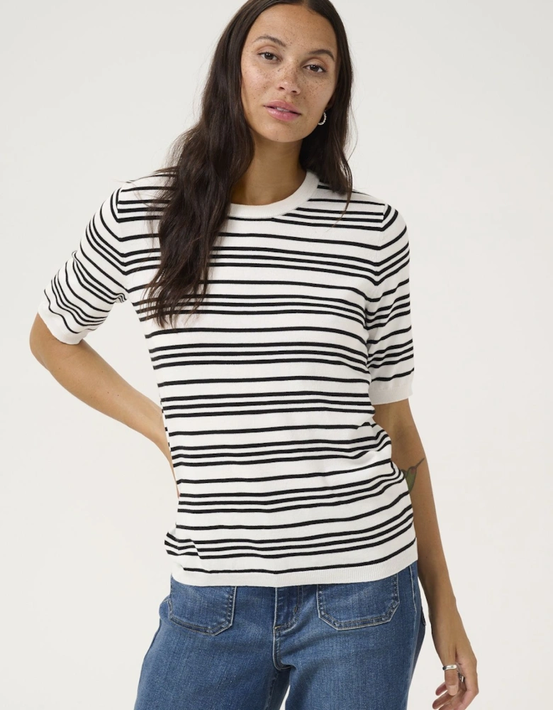 KAlizza Striped Short Sleeve Knit Top