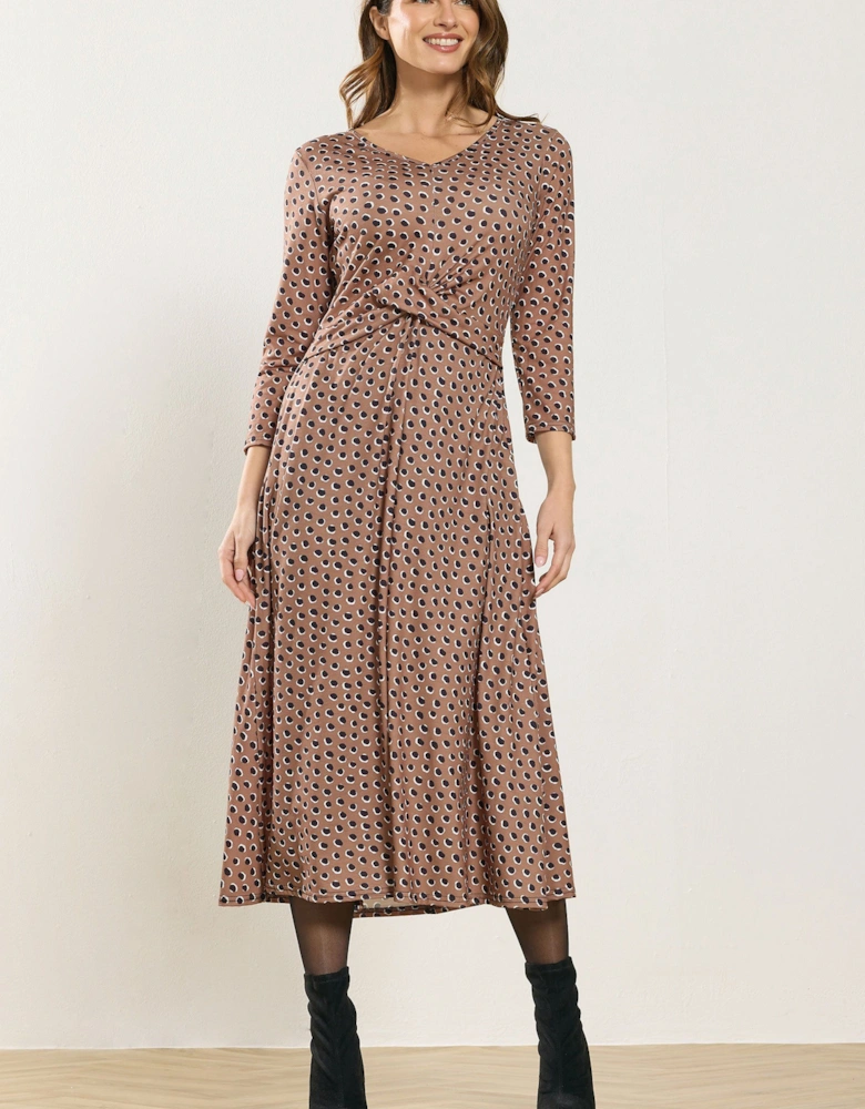 Spot Twist Front Maxi Dress